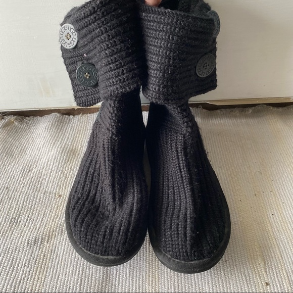 UGG black Classic Cardy knit slouchy convertible boots 6 - Picture 3 of 13